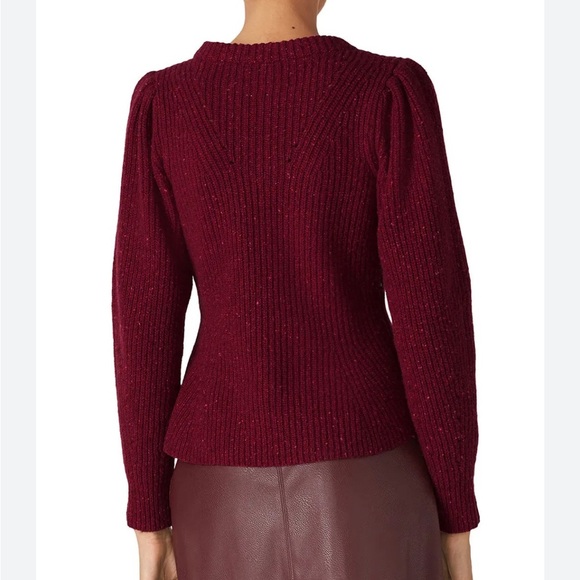 La Vie Rebecca Taylor Red Ribbed Peplum Sweater - Picture 2 of 16